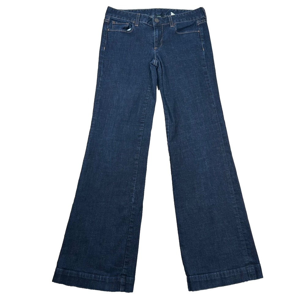 Vintage J. Crew Jeans Womens 2 Wide Leg Flare Boot Dark Wash USA Made Sailor y2K